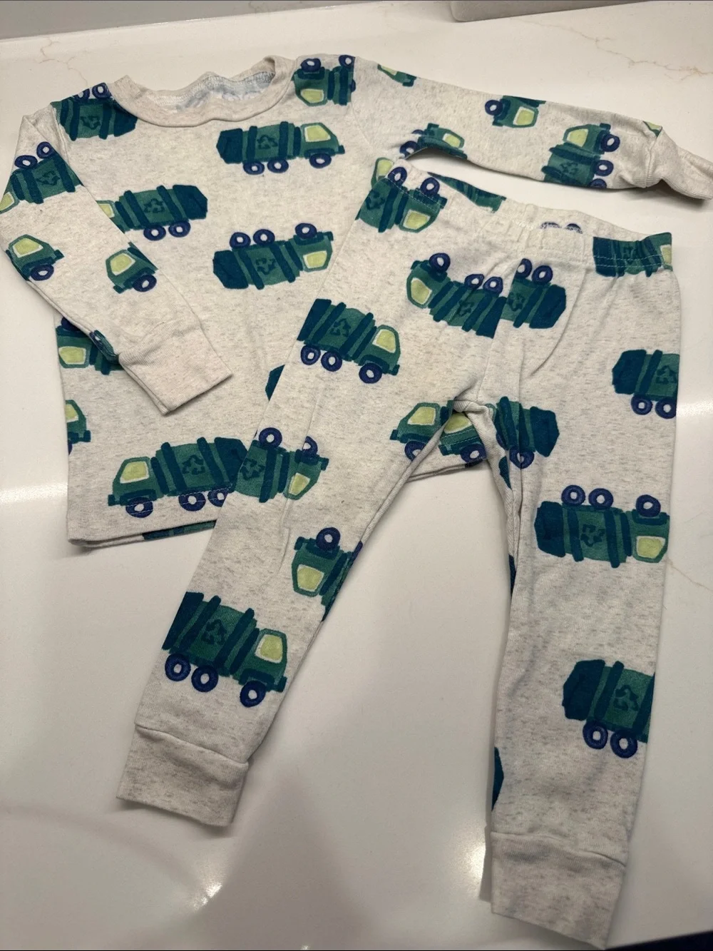 Carter’s Just One You 2-pack Green Stripe & Recycling Truck Print PJs 18mo